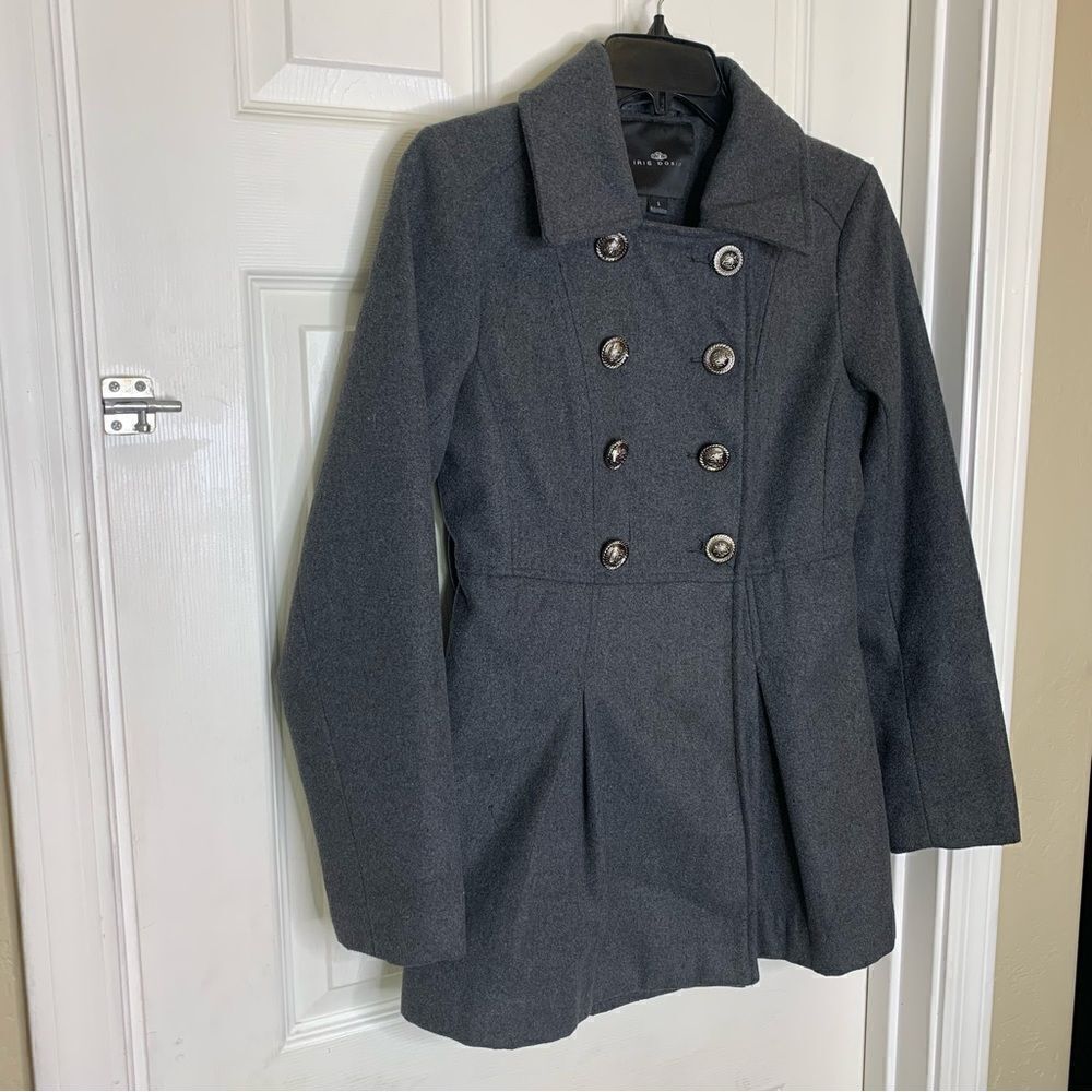 Iris Basic Gray Peacoat Size Small - image 3